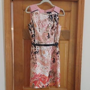 Tahari ASL Pink and Orange Sheath Mini Dress
